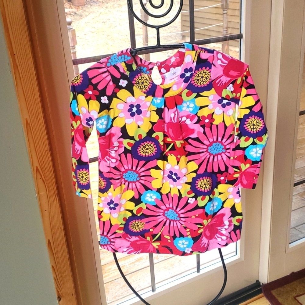 Hanna Andersson Girl's Size‎ 110 (5) Bright Floral Dress Long Sleeve